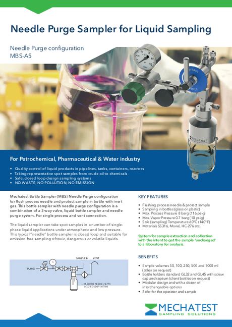 Liquid Sampling Systems Needle Purge Liquid Sampler Mechatest