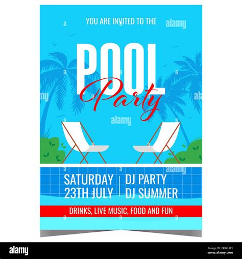 Pool Party Poster Or Invitation Banner For Fun And Vacation Vector