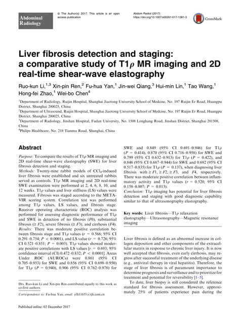 Pdf Liver Fibrosis Detection And Staging A Comparative Study Of T