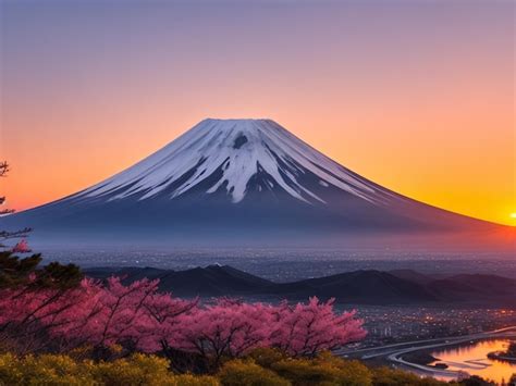 Premium Photo | Mount fuji at sunset