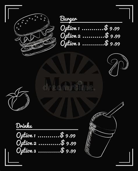 Menu Fast Food Stock Vector Illustration Of Menu Drink 132889157