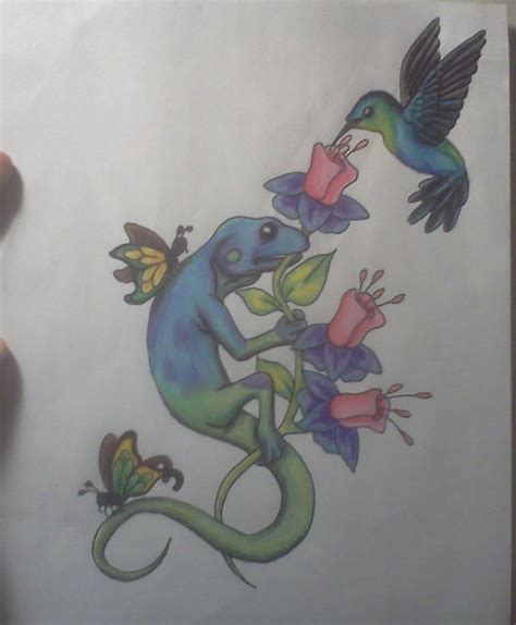 Colorful Lizard Drawing By Erica Koczorowski