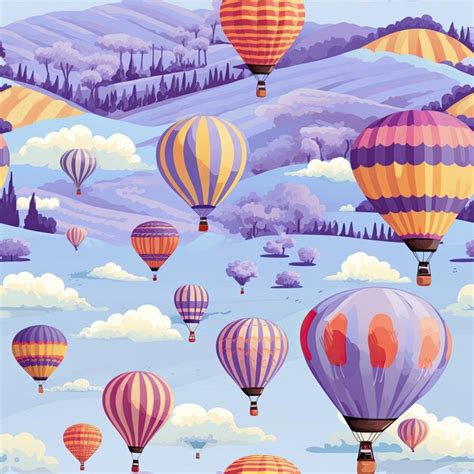 Premium Photo Vibrant Hot Air Balloons Floating Over A Lavender Field