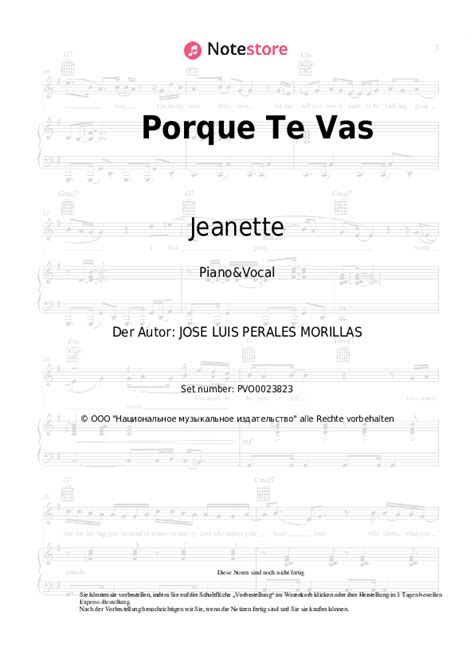 Porque Te Vas Jeanette Noten Gesang Pdf Klavier Note Store De