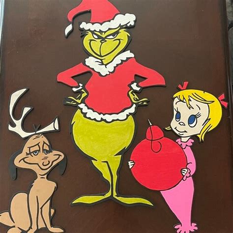 Grinch Max And Cindy Lou Wood Decorations Etsy