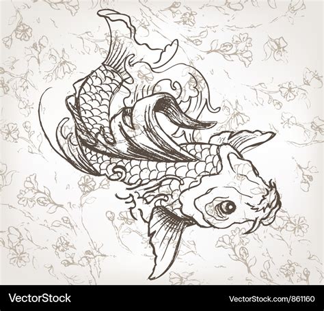 Hand Drawn Koi Fish Royalty Free Vector Image Vectorstock