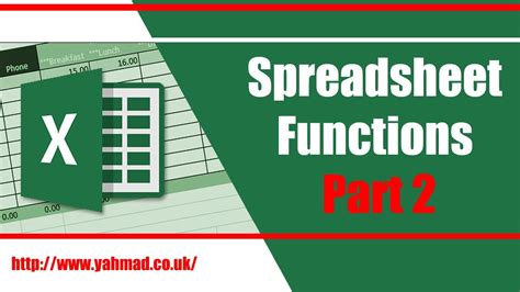 Spreadsheet Functions Part 2 Youtube