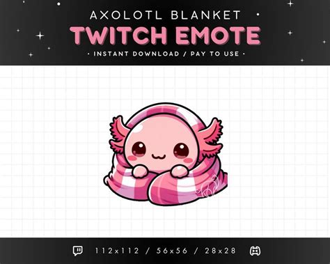 Cute Axolotl Twitch Emote Blanket Comfy Pink Axolotl Emote Axolotl