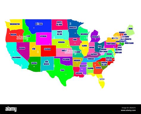 Map of USA with regions. Colorful graphic illustration with map of USA ...