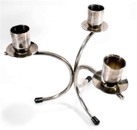 Vintage BERG Denmark Silver Plate CANDLESTICK Modernist Candle Holder