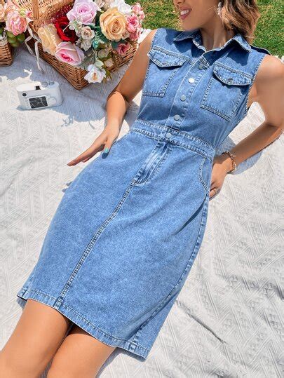 Denim Dresses Shop Womens Denim Clothing Online Shein Uk