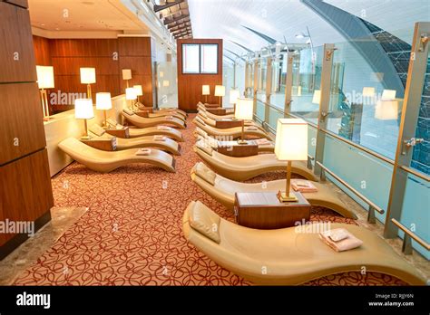 Dubai Uae Circa April 2016 Interior Of Emirates Business Class