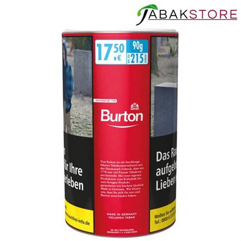 Burton Tabak Alle Sorten Gr En Volumentabak Red Blue Kaufen