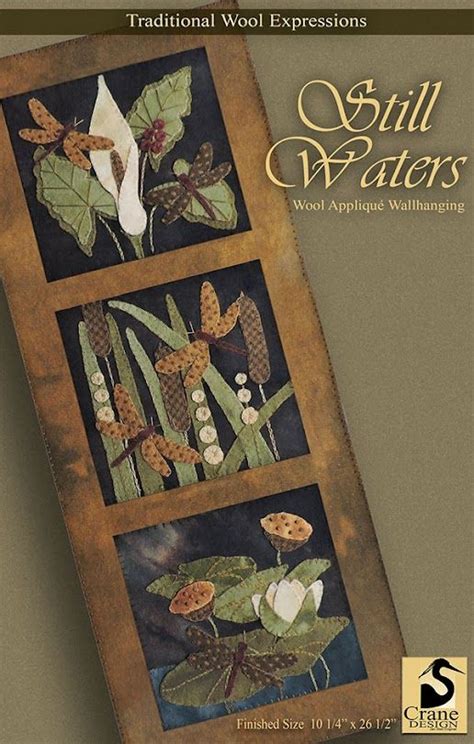 The Book Cover For Quilt Water S Wild Applique Wall Hangings Featuring Three Pictures Of