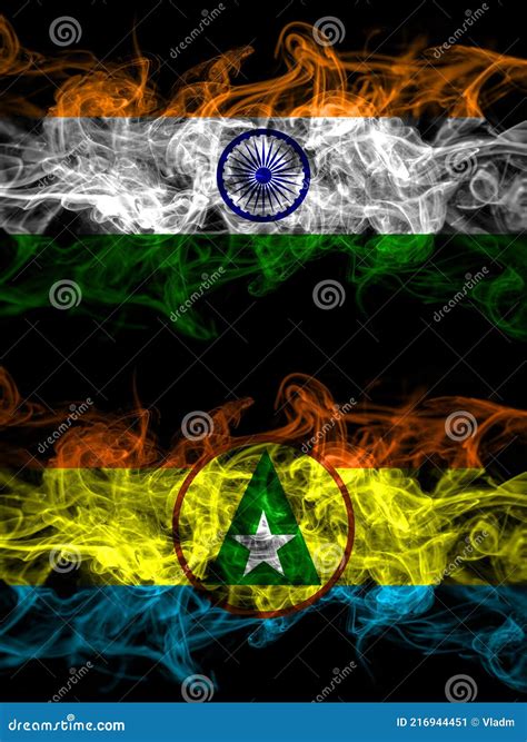 India Indian Vs Cabinda Smoky Mystic Flags Placed Side By Side Thick