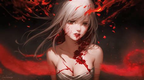 Wallpaper : bloody boobs, red, anime girls, vampire girl 2560x1440 - Ivayla - 2195653 - HD ...