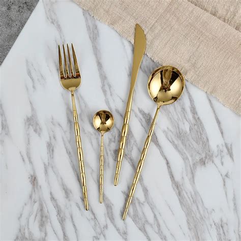 Gold Dinnerware Set Stainless Steel Knife Fork Spoon Tableware Set