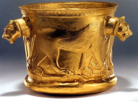 Myancientworld Achaemenid Golden Bowl With Lion Imagery The