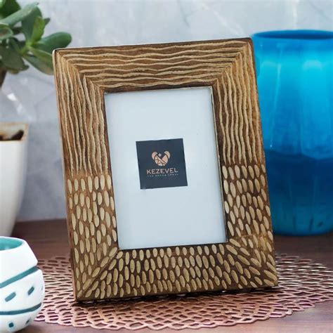 Kezevel Wooden Carved Photo Frames Artistic Rectangle Photo Frame In