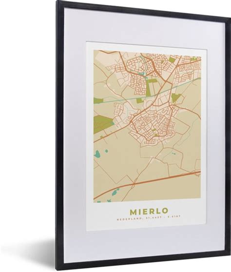 Fotolijst Incl Poster Plattegrond Mierlo Kaart Vintage