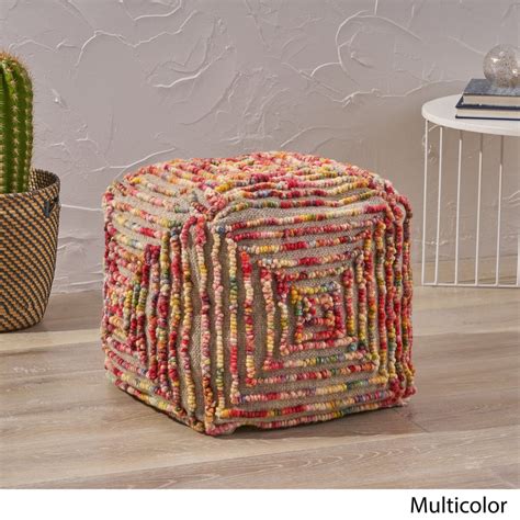 Boho Wool Ottoman Pouf Nh233903 Noble House Furniture