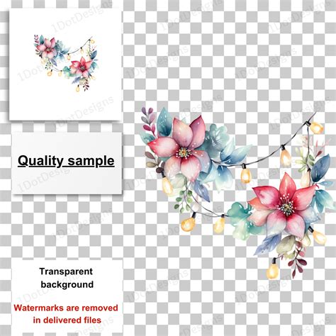 Pink Christmas Garland Clipart Floral Garland Png Christmas Etsy