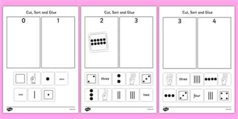 Cut And Stick Number Sort Worksheet Worksheets