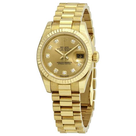 Rolex Lady Datejust 26 Gold Dial 18k Yellow Gold President Automatic Ladies Watch 179178cdp