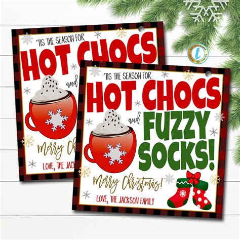 Christmas Gift Tags Hot Chocs And Fuzzy Socks Teacher Staff Employee