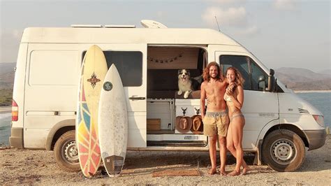 Van Life Tour Ft Max And Lee Surfer Couple Lives In Diy Sprinter Van