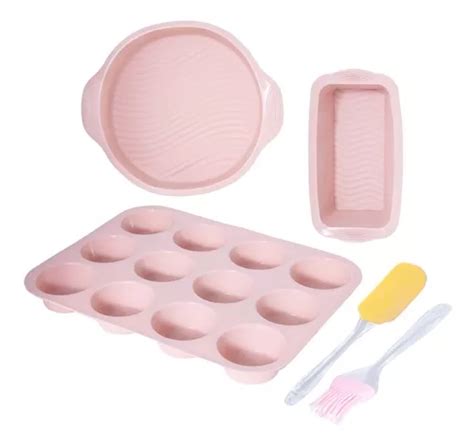 Set Reposteria Moldes Silicona Muffins Cupcakes Budin Torta