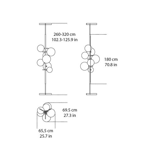 Gallotti Radice Bolle Verticale Lampada Terra Soffitto Led