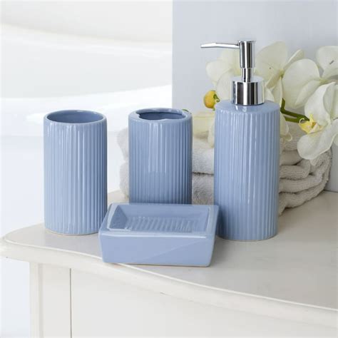 Mainstays 4 Piece Ceramic Bath Accessory Set Blue