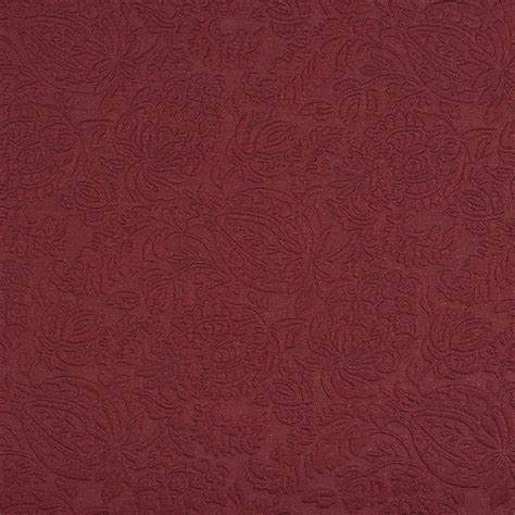 Ruby Red Burgundy Garden Foliage Woven Flower Brocade Upholstery Fabric