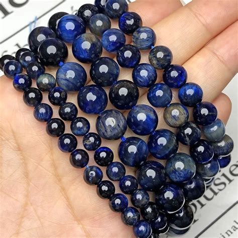 Aaa Pierre Naturelle Bleu Kyanite Bicolore Perles Rondes En Il De