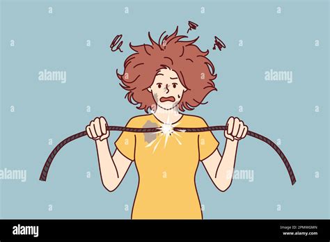 Electric Shock Hair Cartoon Clipart