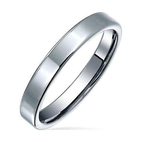 Plain Simple Thin Cigar Flat Couples Titanium Wedding Band Rings For