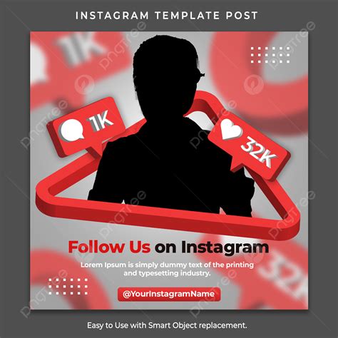 Editable 3d Element Follow Us On Instagram Social Media Post Psd