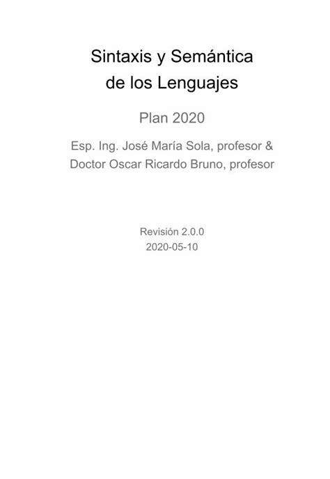 Pdf Sintaxis Y Sem Ntica De Los Lenguajes Plan Syllabus Pdf