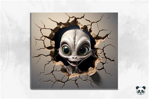 3D Alien Cracked Hole Tumbler Wrap Graphic By Pandastic Creative Fabrica