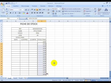 Exemple De Fiche De Stock