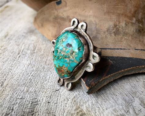 Old Pawn Large Turquoise Ring For Women Or Men Size Navajo Ring