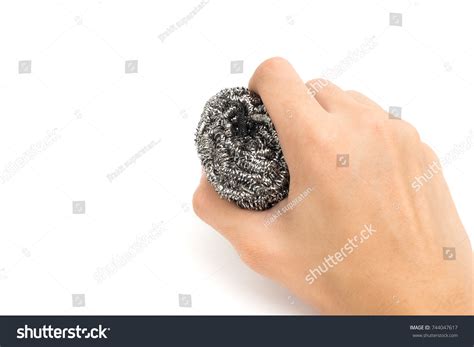 Hand Using Steel Wool Dishwashing On Stock Photo 744047617 Shutterstock