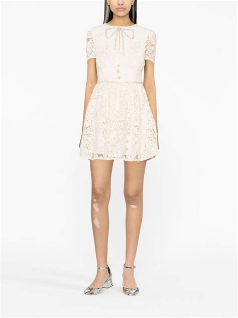 Self Portrait Crystal Embellished Corded Lace Dress Farfetch