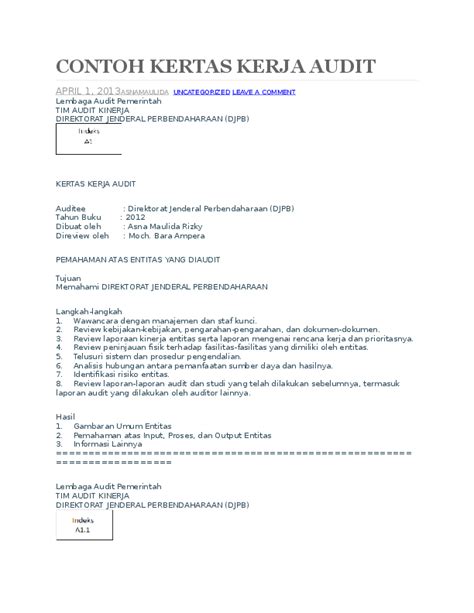 Doc Audit Contoh Kertas Kerja