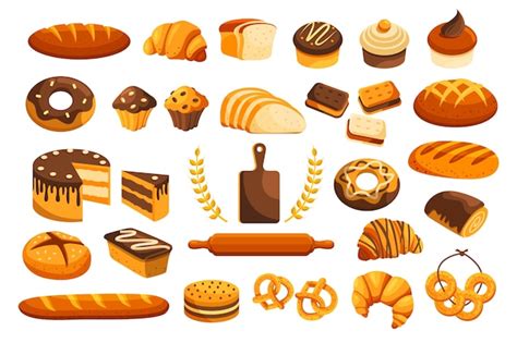 Premium Vector Hand Drawn Cartoon Bakery Set