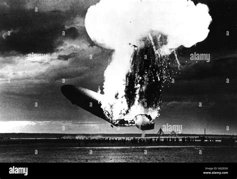 Explosion Of Dirigible Hindenburg May 6 Black And White Stock Photos