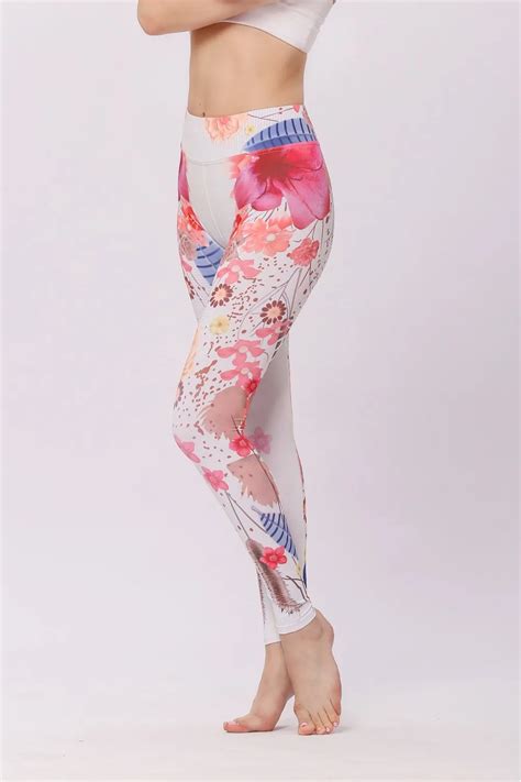 Souteam Sport Leggings High Waist Compression Pants Gym Clothes Sexy Running Floral Print Yoga