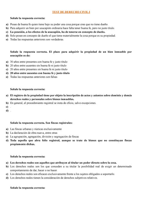 Examen Junio 2016 Preguntas Y Respuestas TEST DE DERECHO CIVIL I