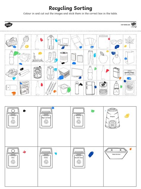 Recycling Sorting Worksheet Pdf